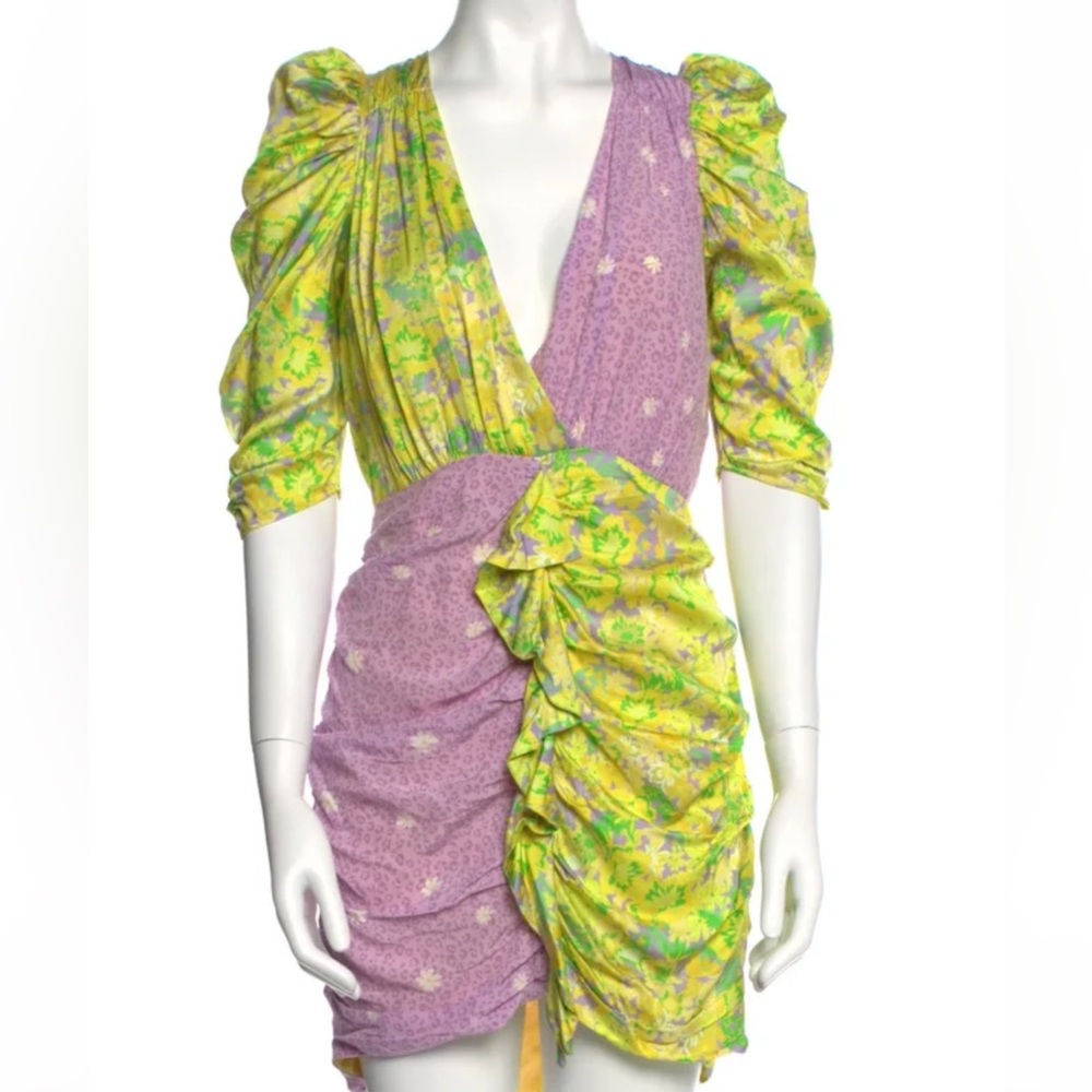 Floral V-Neck Ruched Dress
